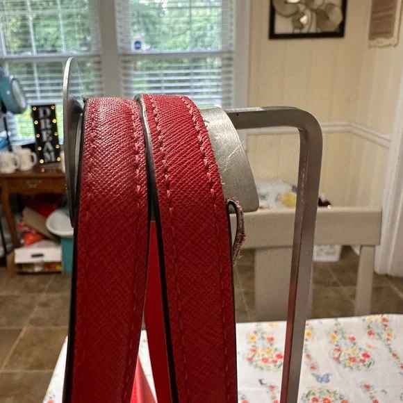 Michael Michael Kors Red Leather Tote with Black Accents - Picture 9 of 14